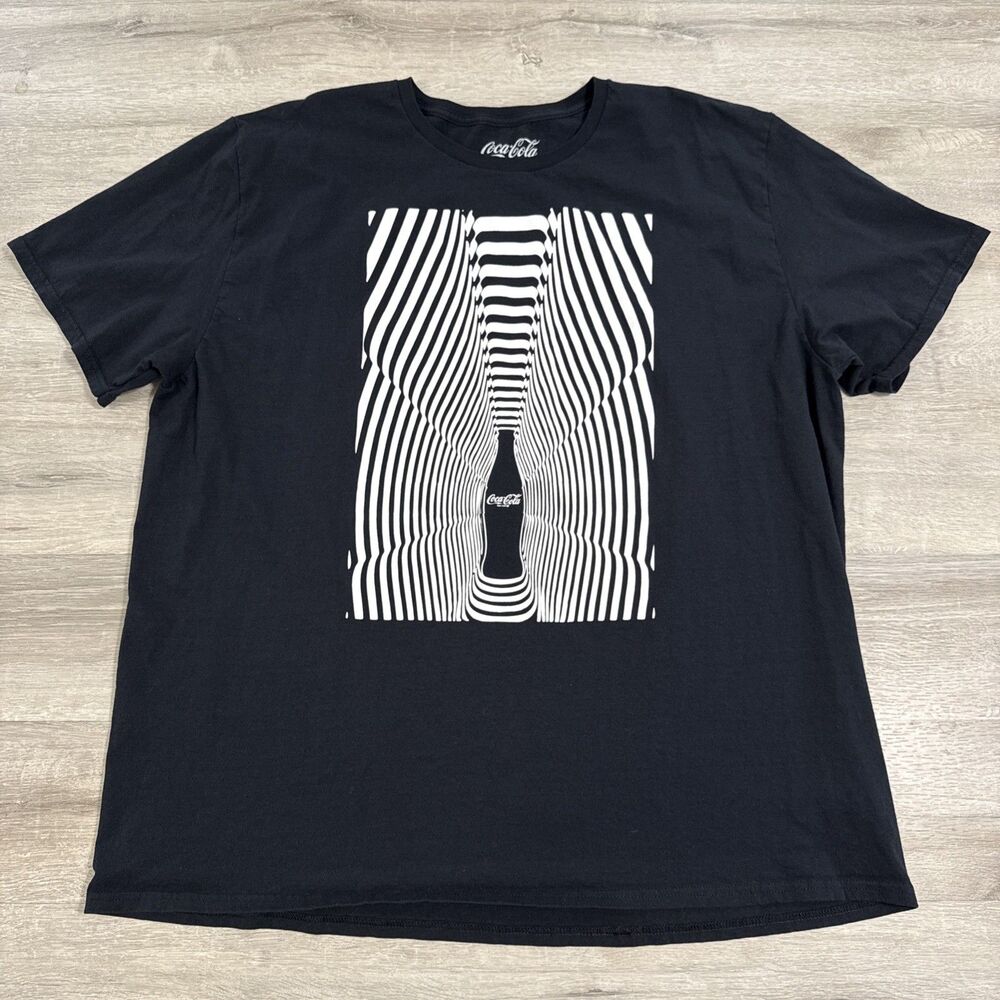 Coca-Cola Shirt Men’s 3X Black Coke Bottle Optical Illusion 2019